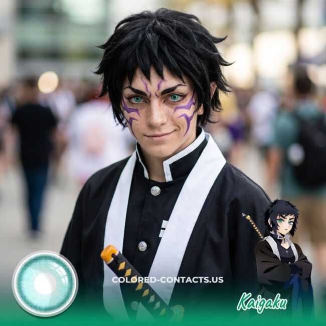 Kaigaku Cosplay Contact Lenses for a Fierce Blue-Green Demon Look