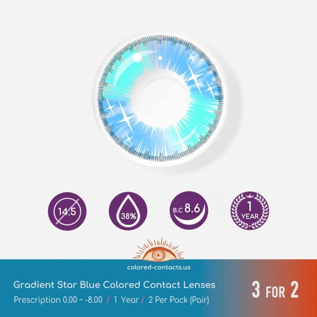 Gradient Star Blue Colored Contact Lenses - Colored Contacts Gradient Star Blue Colored Contact Lenses Premium Colored Contact Lenses