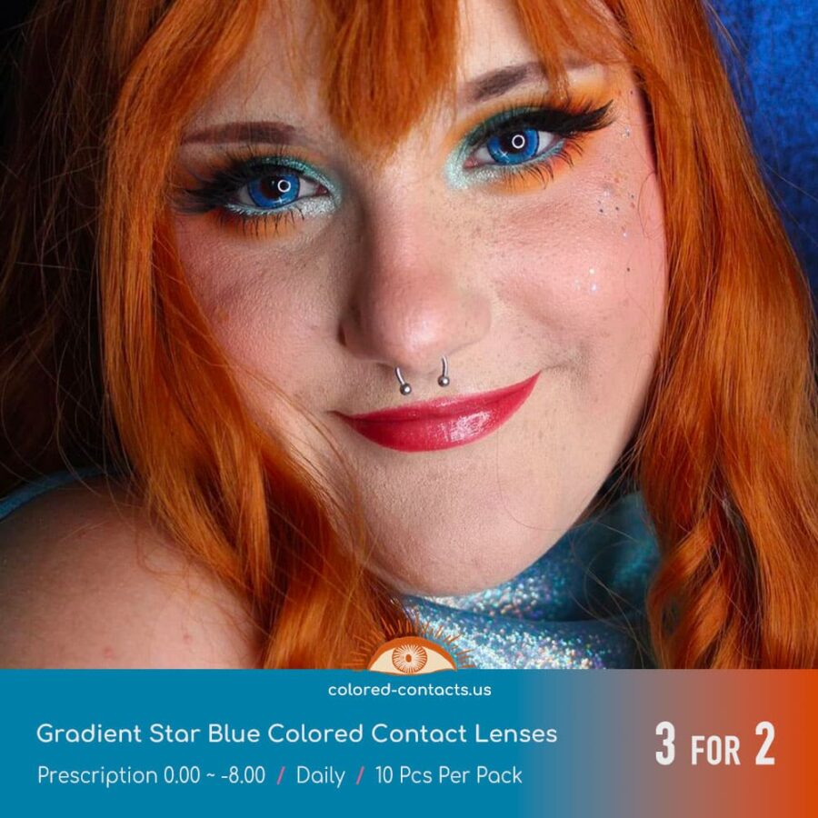 Gradient Star Blue Colored Contact Lenses - Image 3