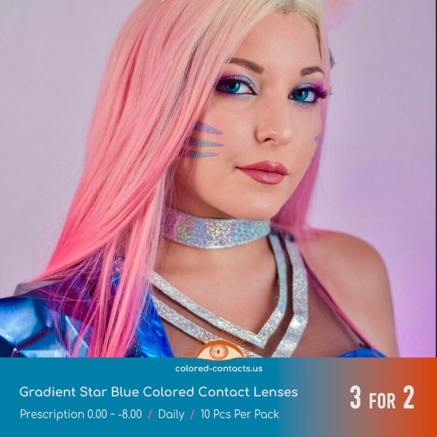 Gradient Star Blue Colored Contact Lenses - Image 7