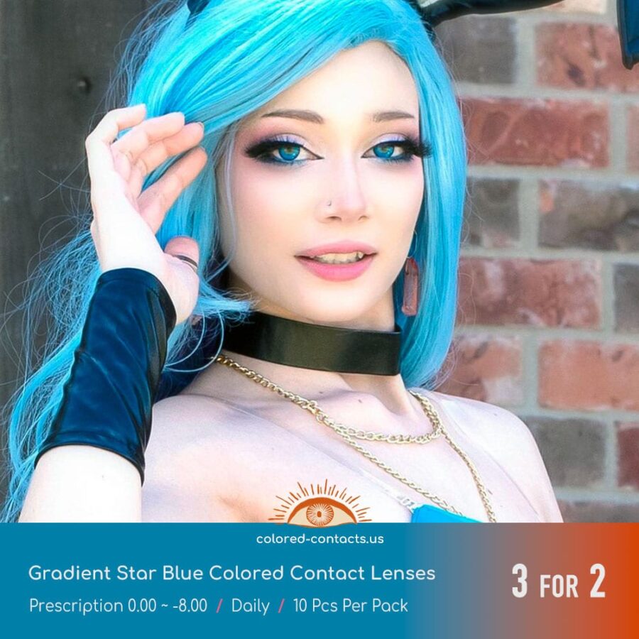 Gradient Star Blue Colored Contact Lenses - Image 8