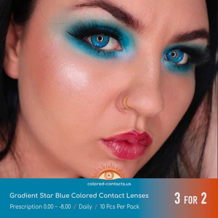 Gradient Star Blue Colored Contact Lenses - Image 2
