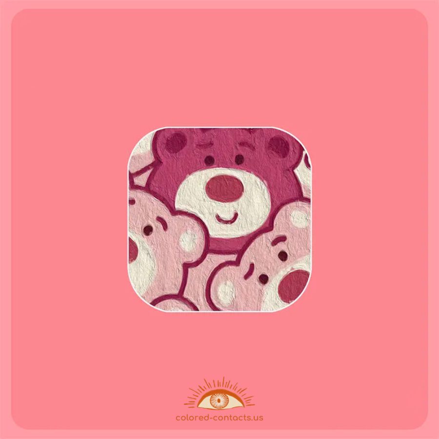 Cute Oil Painting Strawberry Bear Contact Lenses Case