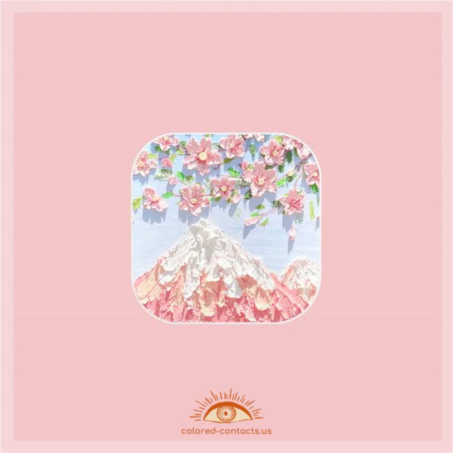Mount Fuji And Cherry Blossom Pink Contact Lenses Case