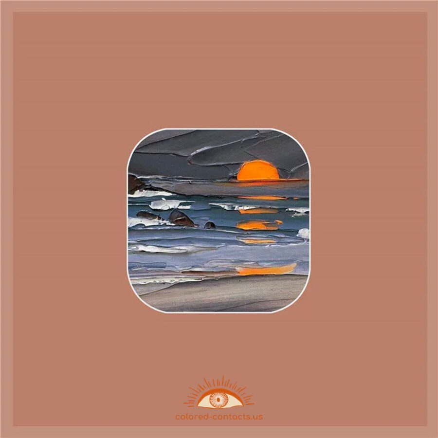 Oil Painting Seaside Sunset Contact Lenses Case