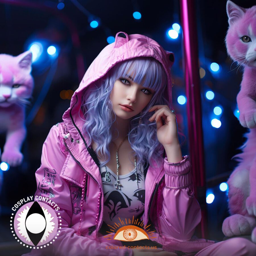 Purple White Cat Eye Contacts