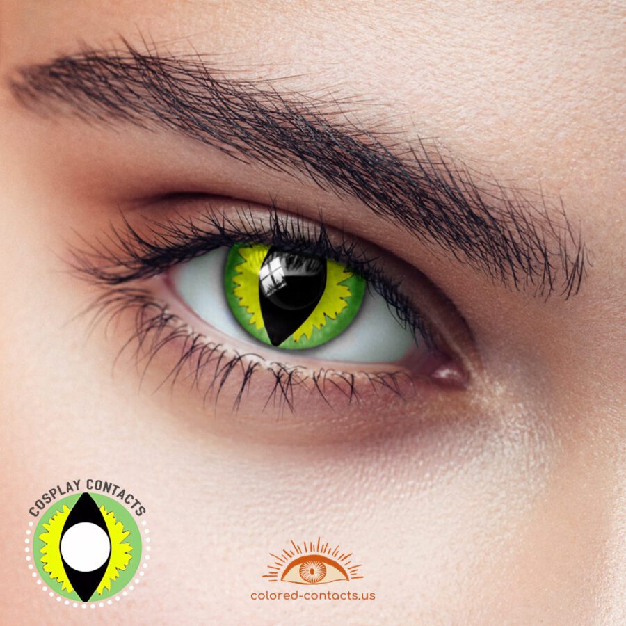Yellow Green Cat Eye Contacts - Image 2
