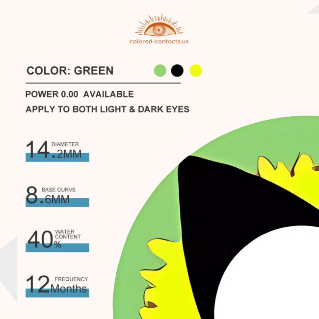 Yellow Green Cat Eye Contacts - Colored Contacts Yellow Green Cat Eye Contacts Premium Colored Contact Lenses