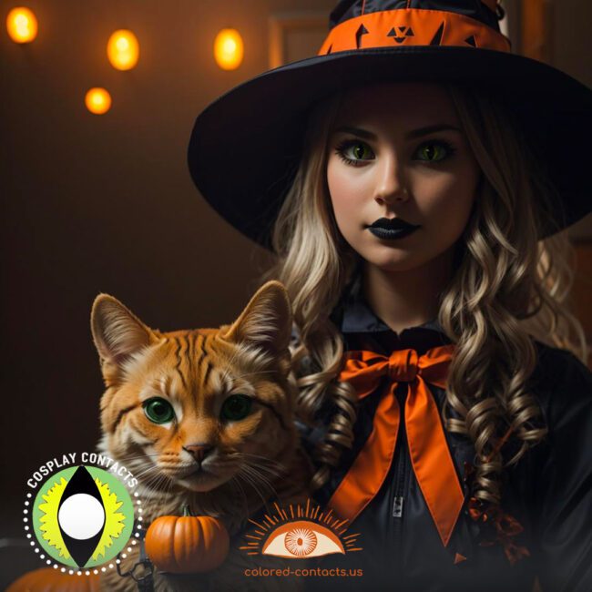 Yellow Green Cat Eye Contacts