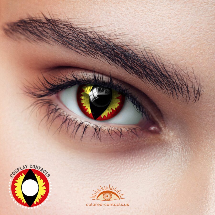 Yellow Red Cat Eye Contacts - Image 2