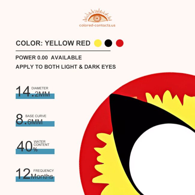 Yellow Red Cat Eye Contacts - Colored Contacts Yellow Red Cat Eye Contacts Premium Colored Contact Lenses