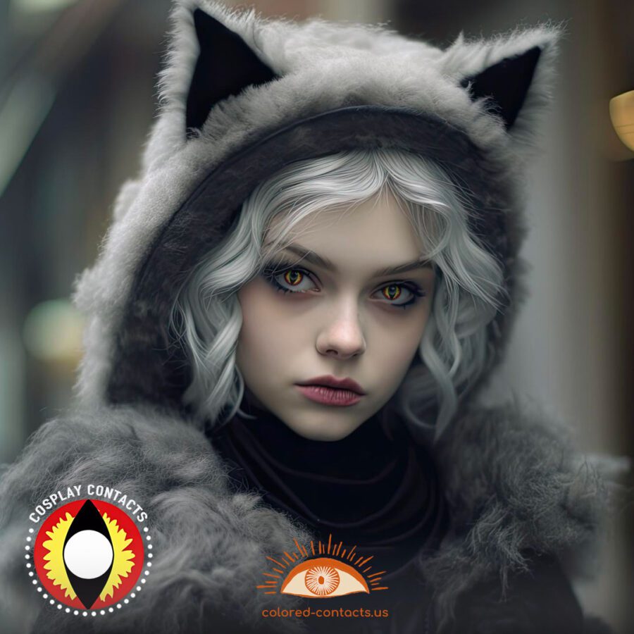 Yellow Red Cat Eye Contacts