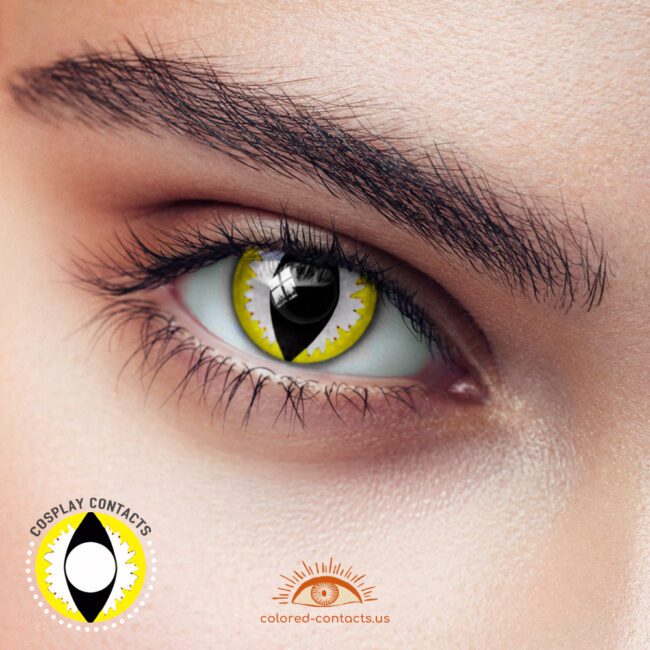 Yellow White Cat Eye Contacts - Colored Contacts Yellow White Cat Eye Contacts Premium Colored Contact Lenses