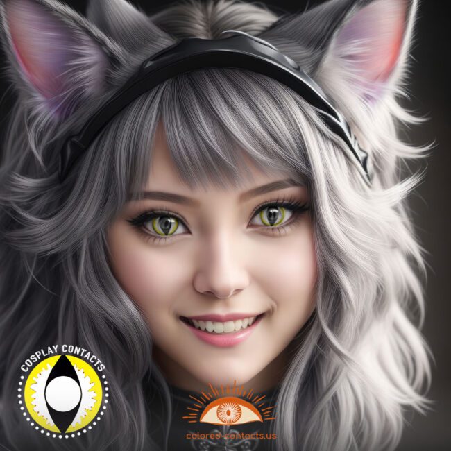 Yellow White Cat Eye Contacts