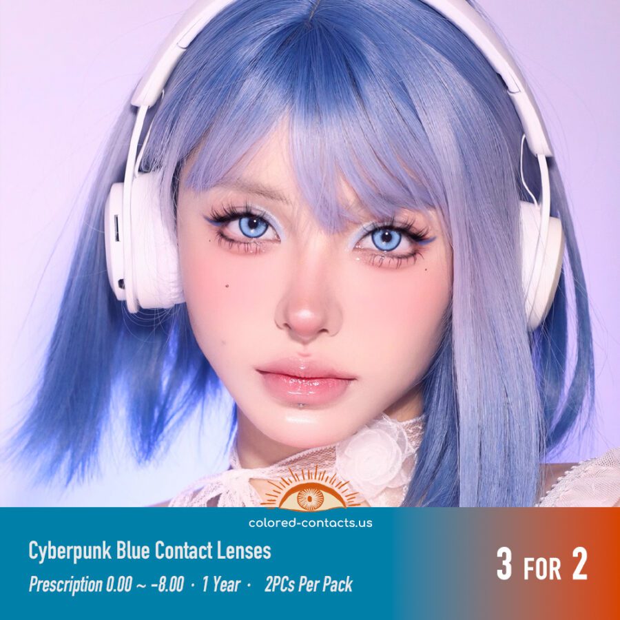 Cyberpunk Blue Contact Lenses - Image 2