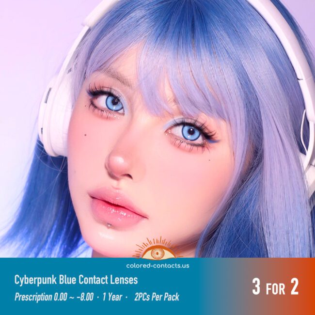 Cyberpunk Blue Contact Lenses - Colored Contacts Cyberpunk Blue Contact Lenses Premium Colored Contact Lenses