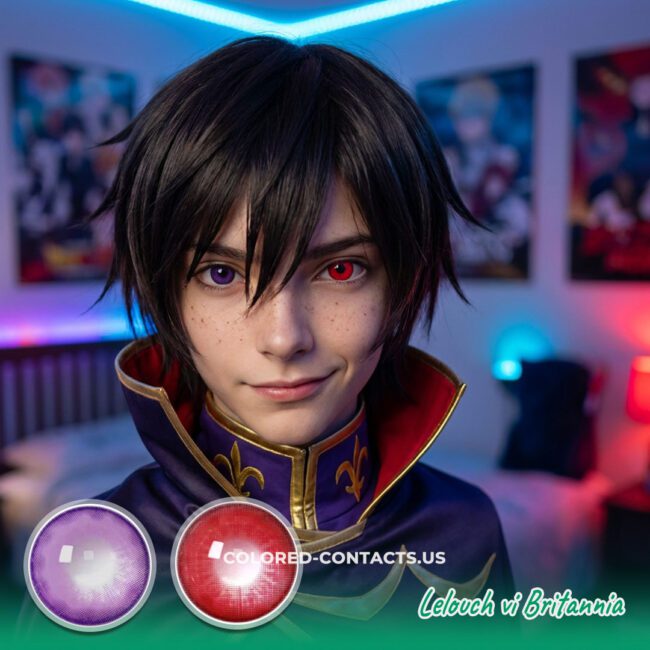 Lelouch vi Britannia Cosplay Contacts for a Dramatic Red-and-Purple Heterochromia Look