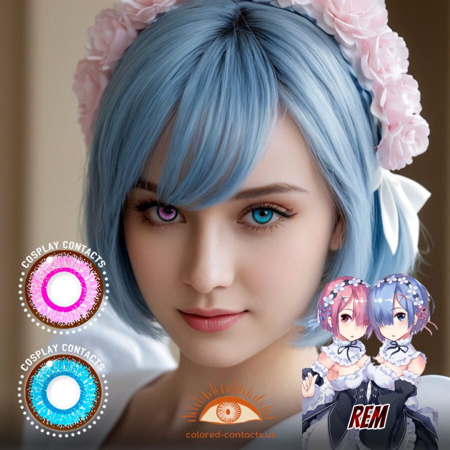 Re:zero - Rem Cosplay Heterochromia Contact Lenses