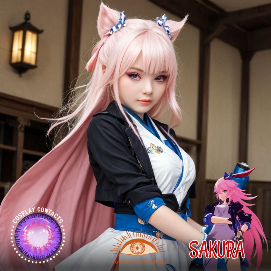 Honkai Impact 3Rd: Sakura Cosplay Purple Contact Lenses