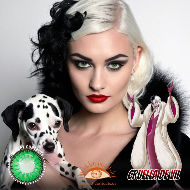 Cruella de Vil Cosplay Green Contact Lenses