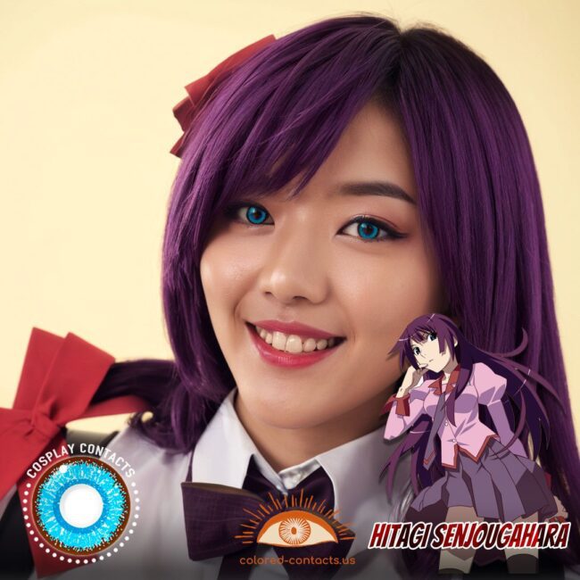 Hitagi Senjougahara Cosplay Blue Contact Lenses