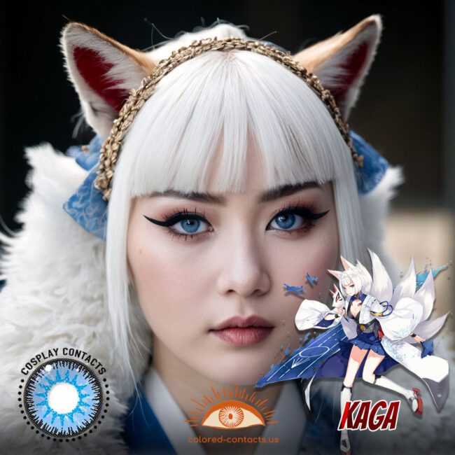 Kaga Cosplay Blue Contact Lenses