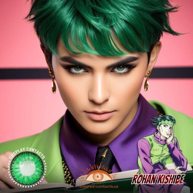 Rohan Kishibe Cosplay Green Contact Lenses