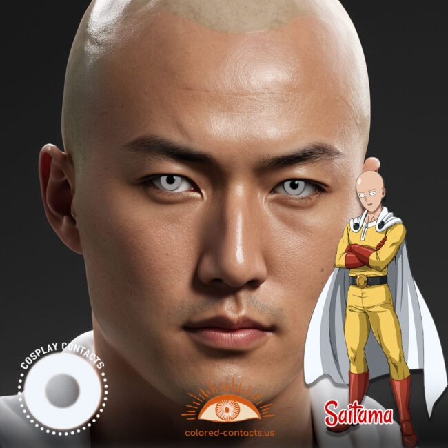 Saitama Cosplay White Contact Lenses