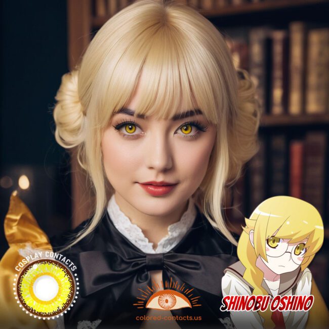 Shinobu Oshino Cosplay Yellow Contact Lenses