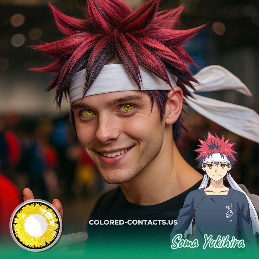 Shokugeki No Soma: Soma Yukihira Cosplay Golden-Yellow Contact Lenses