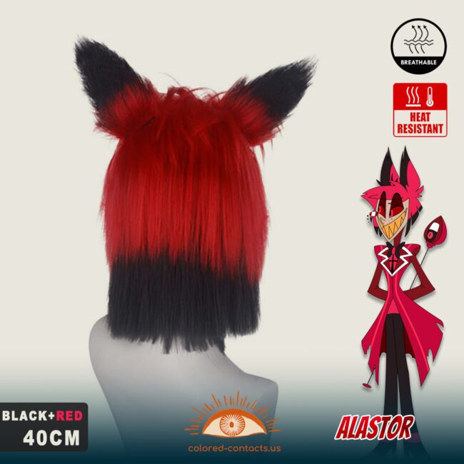 Hazbin Hotel: Alastor Cosplay Wig - Colored Contacts Hazbin Hotel: Alastor Cosplay Wig Premium Colored Contact Lenses