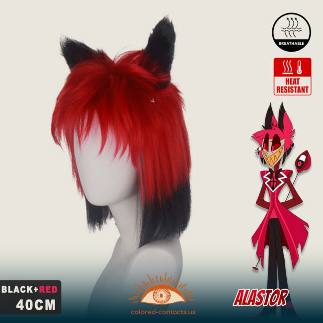Hazbin Hotel: Alastor Cosplay Wig - Colored Contacts Hazbin Hotel: Alastor Cosplay Wig Premium Colored Contact Lenses