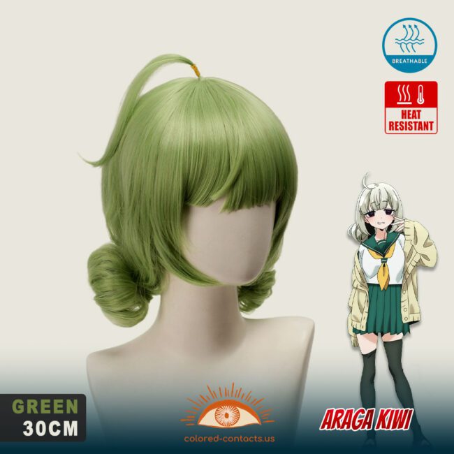 Mahoako: Araga Kiwi Cosplay Wig Premium Colored Contact Lenses