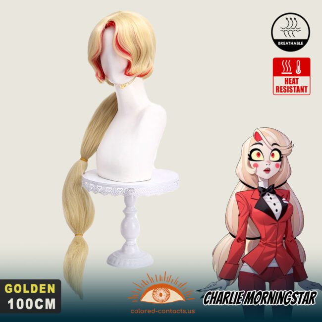 Hazbin Hotel: Charlie Morningstar Cosplay Wig - Colored Contacts Hazbin Hotel: Charlie Morningstar Cosplay Wig Premium Colored Contact Lenses