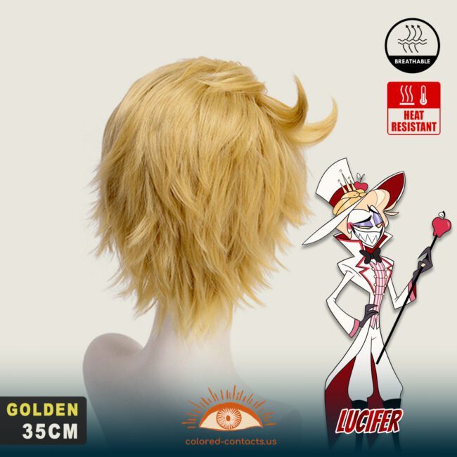 Hazbin Hotel: Lucifer Cosplay Wig - Colored Contacts Lucifer Cosplay Wig