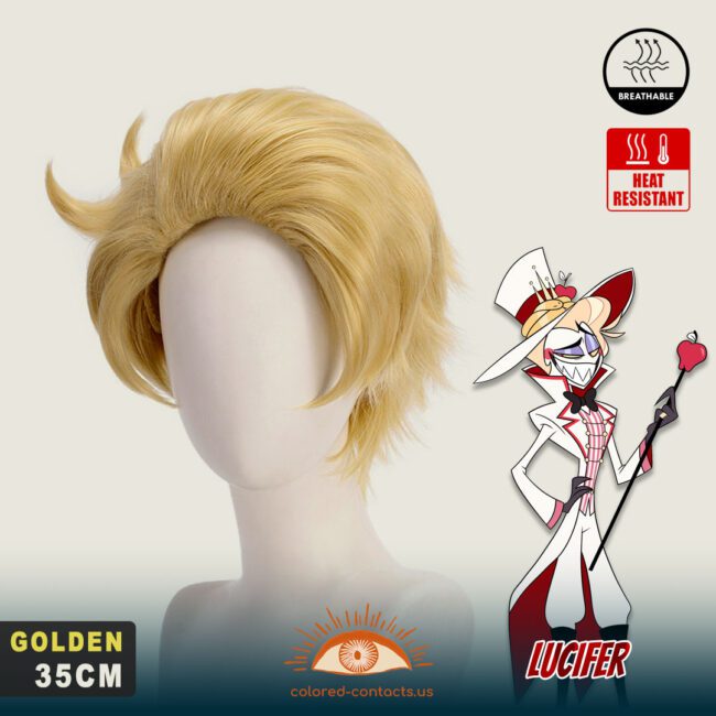 Hazbin Hotel: Lucifer Cosplay Wig - Colored Contacts Lucifer Cosplay Wig