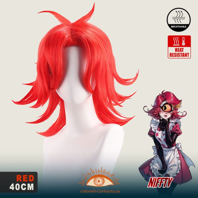 Hazbin Hotel: Niffty Cosplay Wig - Colored Contacts Hazbin Hotel: Niffty Cosplay Wig Premium Colored Contact Lenses