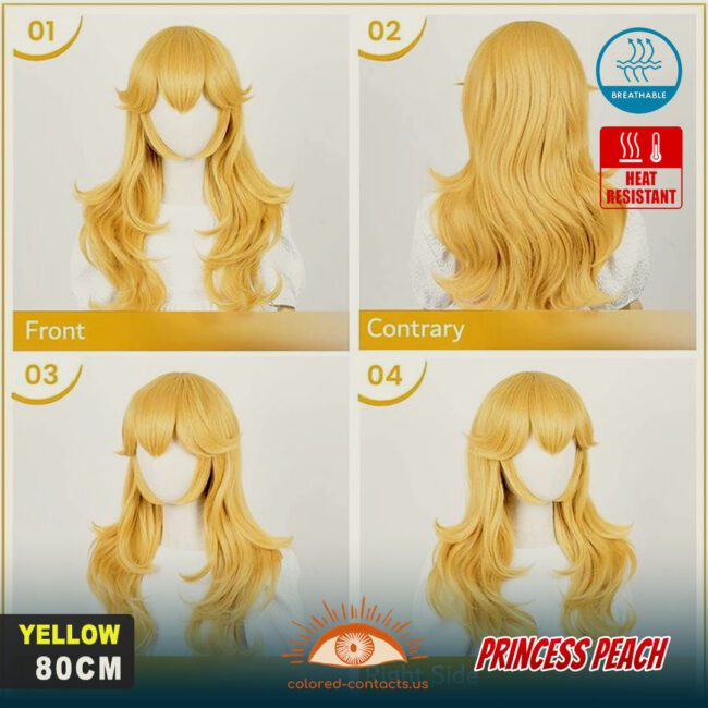 Princess Peach Cosplay Wig - Colored Contacts Princess Peach Cosplay Wig Premium Colored Contact Lenses