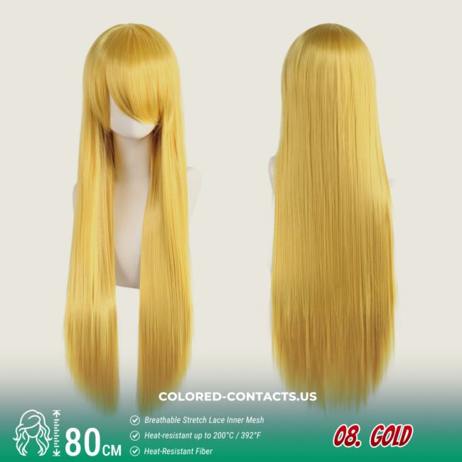 24-Color Versatile Cosplay Wig (80Cm-Length) - Colored Contacts 24-Color Versatile Cosplay Wig (80Cm-Length) Premium Colored Contact Lenses