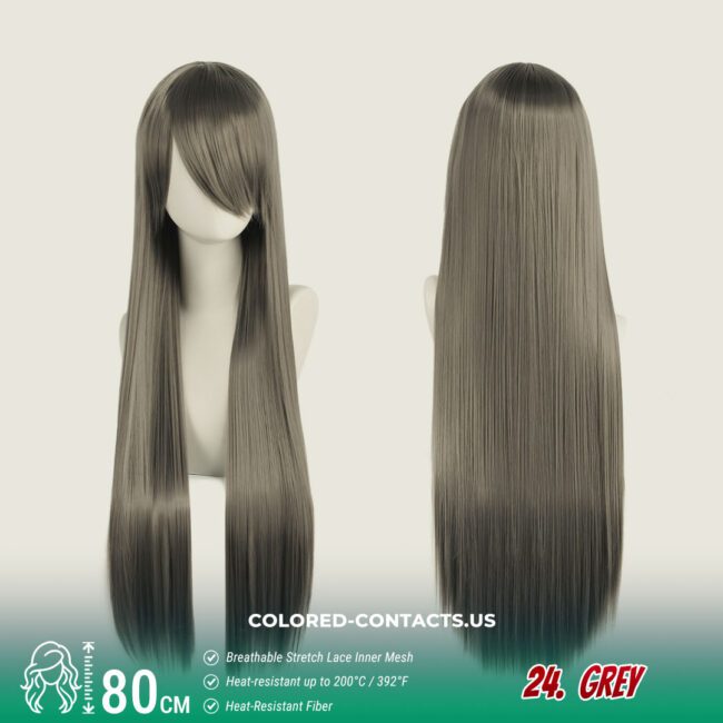24-Color Versatile Cosplay Wig (80Cm-Length) - Colored Contacts 24-Color Versatile Cosplay Wig (80Cm-Length) Premium Colored Contact Lenses