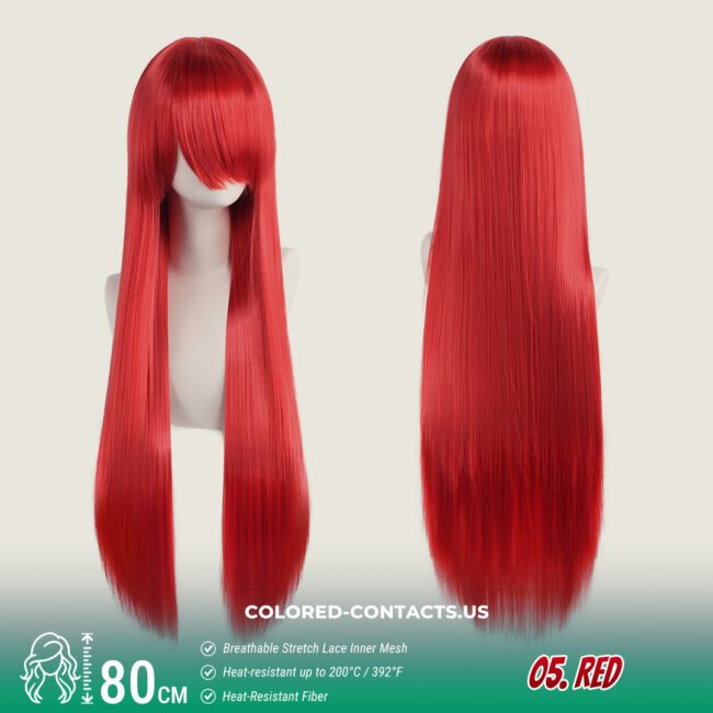 24-Color Versatile Cosplay Wig (80Cm-Length) - Colored Contacts 24-Color Versatile Cosplay Wig (80Cm-Length) Premium Colored Contact Lenses