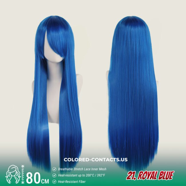 24-Color Versatile Cosplay Wig (80Cm-Length) - Colored Contacts 24-Color Versatile Cosplay Wig (80Cm-Length) Premium Colored Contact Lenses
