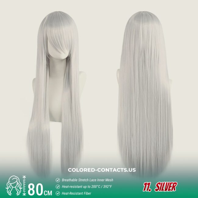 24-Color Versatile Cosplay Wig (80Cm-Length) - Colored Contacts 24-Color Versatile Cosplay Wig (80Cm-Length) Premium Colored Contact Lenses