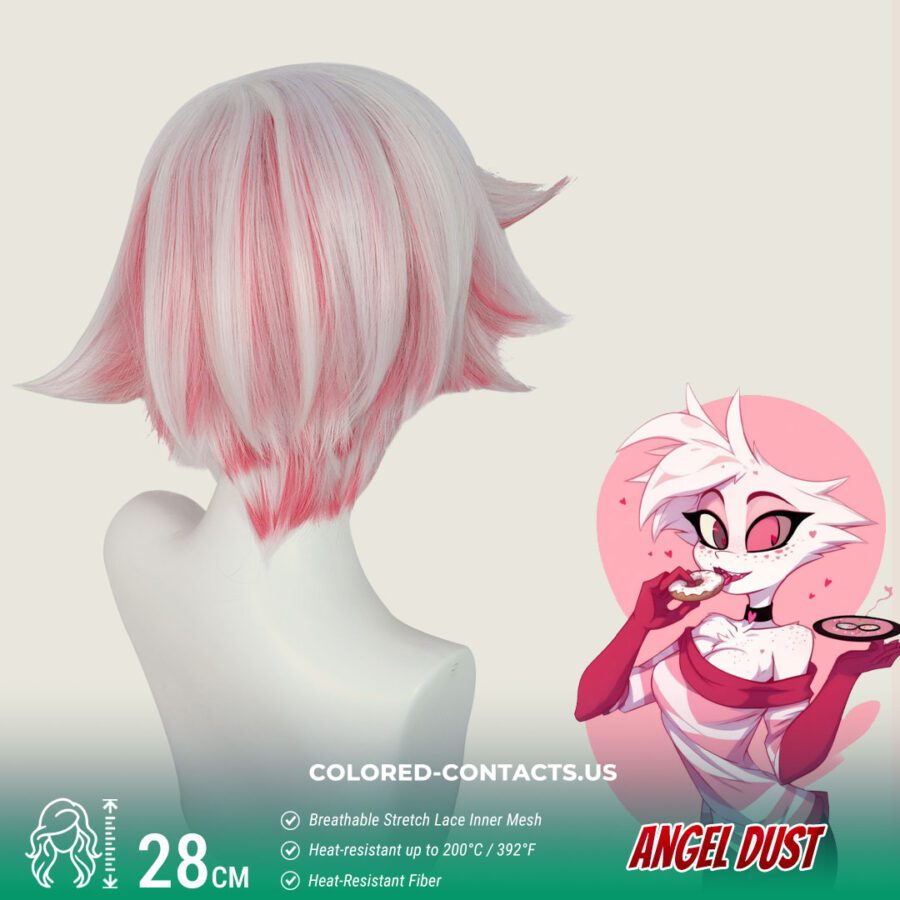 Angel Dust Cosplay Wig - Pink And White Wig - Image 2
