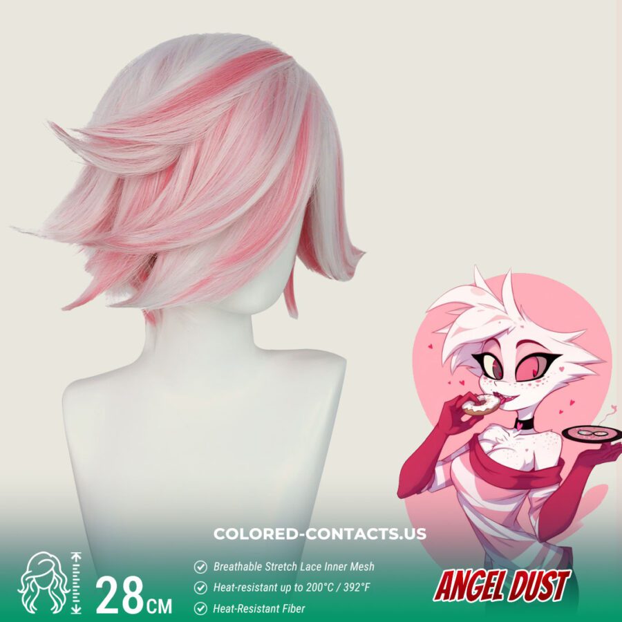 Angel Dust Cosplay Wig - Pink And White Wig - Image 3