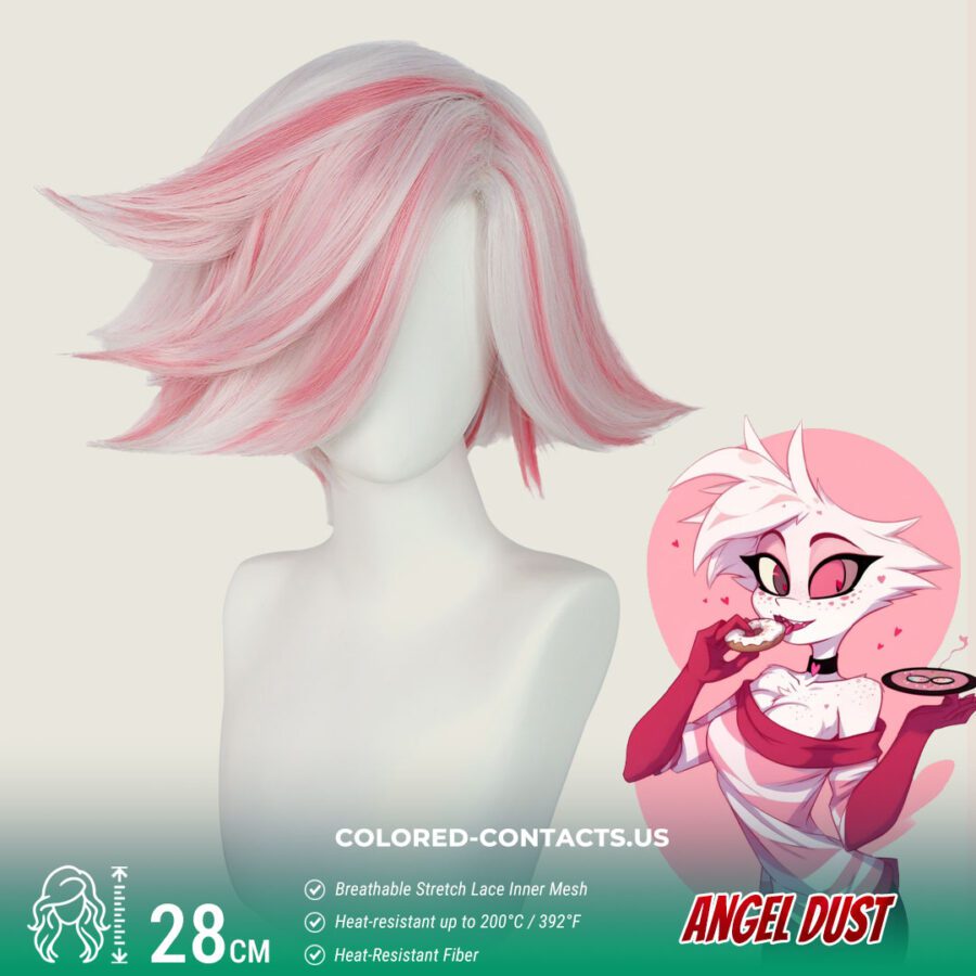 Angel Dust Cosplay Wig - Pink And White Wig