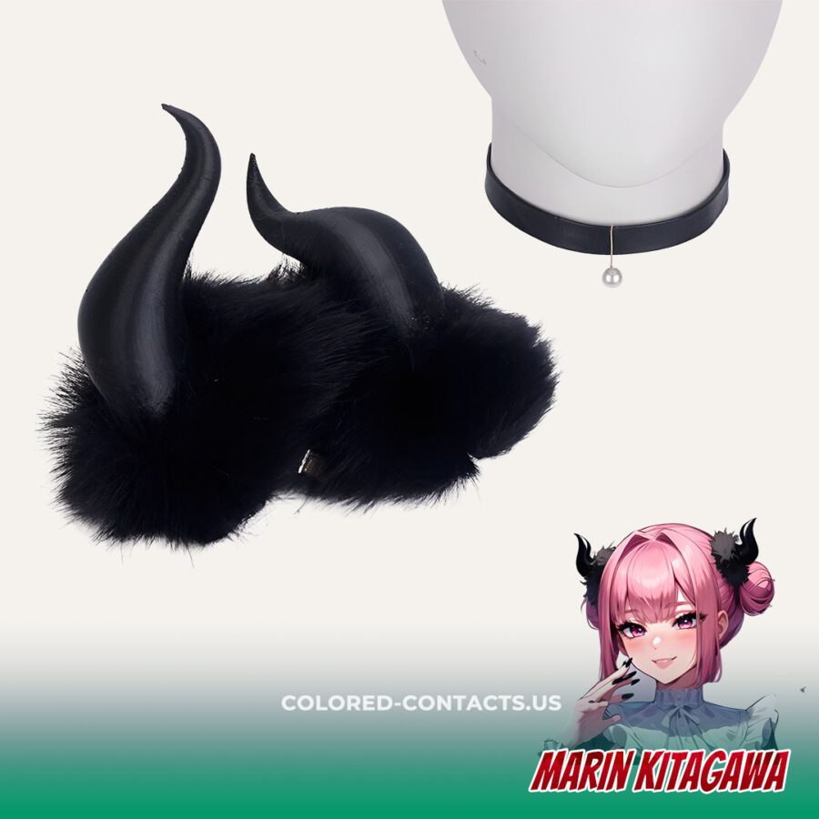 Marin Kitagawa Black Lily Demon Horns &Amp; Choker Set
