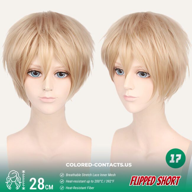 28Cm Flipped Short Cosplay Wig Collection - 20 Colors - Colored Contacts 28Cm Flipped Short Cosplay Wig Collection - 20 Colors Premium Colored Contact Lenses