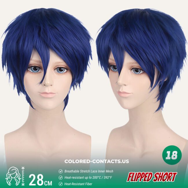 28Cm Flipped Short Cosplay Wig Collection - 20 Colors - Colored Contacts 28Cm Flipped Short Cosplay Wig Collection - 20 Colors Premium Colored Contact Lenses
