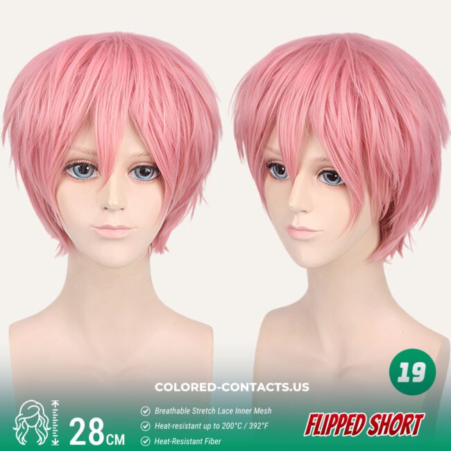 28Cm Flipped Short Cosplay Wig Collection - 20 Colors - Colored Contacts 28Cm Flipped Short Cosplay Wig Collection - 20 Colors Premium Colored Contact Lenses